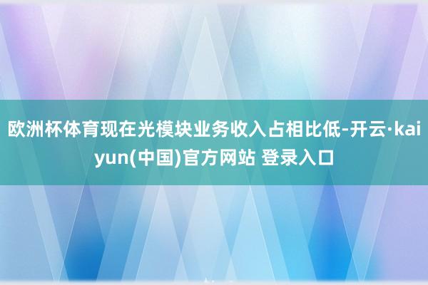 欧洲杯体育现在光模块业务收入占相比低-开云·kaiyun(中国)官方网站 登录入口