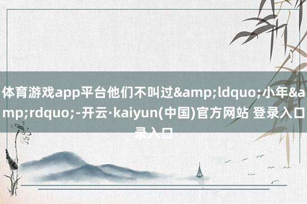 体育游戏app平台他们不叫过&ldquo;小年&rdquo;-开云·kaiyun(中国)官方网站 登录入口